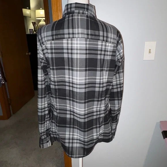 Columbia Purdue University Sportswear Long Sleeve black gray Plaid Flannel Shirt - Picture 4 of 9